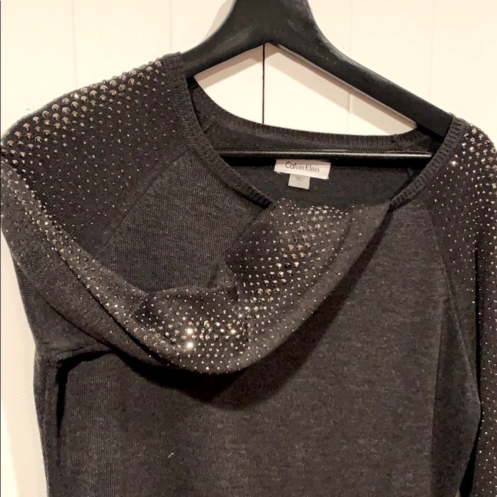 Calvin Klein rhinestone sleeve sweater dress